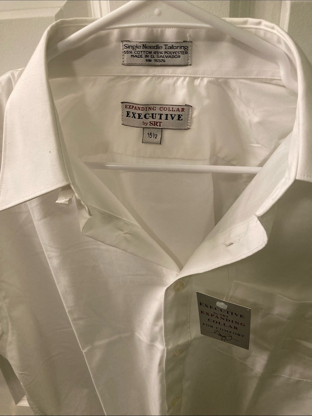Executive by SRT Men’s White Expanding-Collar Dress Shirt